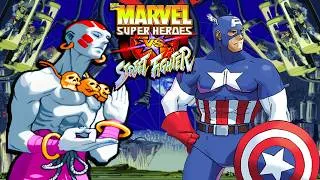 Thumbnail: Dhalsim & Captain America Team Playthrough - Marvel Super Heroes vs. Street Fighter (Arcade / 1997)