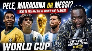 Thumbnail: PELE 🇧🇷 vs MARADONA 🇦🇷 vs MESSI 🇦🇷 – WHO HAS THE GREATEST WORLD CUP LEGACY? 🏆🔥- STRYKER BREAK 👇