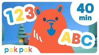 Thumbnail: 40 MINUTES of ABCs, Numbers, & Shapes! 🖍️ | Low Stimulation Learning | Pok Pok