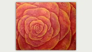 Thumbnail: Autumn Rose Acrylic Painting on a Sponge Painted Background @StudioSilverCreek