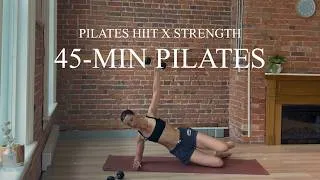 Thumbnail: 45-Min Pilates HIIT X Strength | Full Body | with Dumbbells 