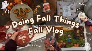 Thumbnail: Fall Vlog 🍂🎃🧸 + FALL NIGHT ROUTINE, pumpkin spice latte, cozy fall haul, book shopping, baking,  🧺🧶🪵