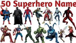 Thumbnail: 50 Superhero Names in Hindi & English | Top 50 Famous Superheroes for Kids | Superhero Learning