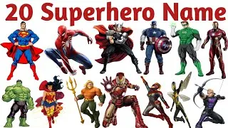 Thumbnail: 20 Superhero Names in Hindi & English | Top 20 Famous Superheroes | Superman, Batman, Spider-Man 