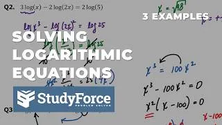 Thumbnail: Solving Logarithmic Equations - 3 Worked Examples