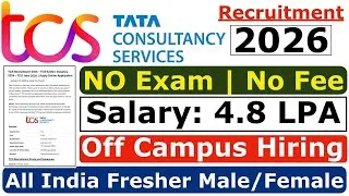 Thumbnail: TCS Recruitment 2026 | TCS Off Campus Hiring 2026 | TCS JOBS 2026 | TCS Freshers Jobs 2026