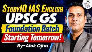 Thumbnail: Batch Starting Tomorrow! | Enroll & Begin Your UPSC Journey with StudyIQ English GS Foundation Batch