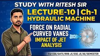 Thumbnail: Force exerted by the jet on a series of radial curved vanes | Impact of jet | Hydraulic machine