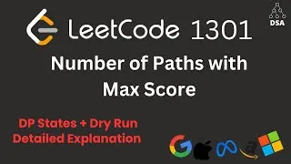 Thumbnail: Number of Paths with Max Score 🔥 Leetcode 1301 | Recursion + DP