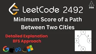 Thumbnail: Minimum Score of a Path Between Two Cities 🔥 Leetcode 2492 | BFS Explained