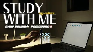 Thumbnail: Cozy Ambience Study With Me 🍂 | 4-Hour Pomodoro 50-10 ⏰ | Rain sounds ⛈️