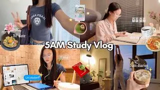Thumbnail: STUDY VLOG 🍵 waking up at 5AM, a day in my life, friend date & self care