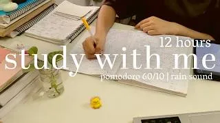 Thumbnail: LIVE | 12 Hours study with me | Rain sound, pomodoro 60/10