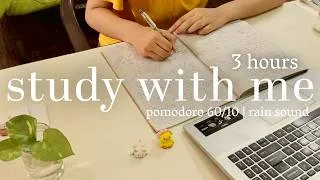 Thumbnail: LIVE | 3 Hours study with me | rain sound, pomodoro 60/10
