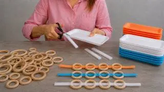 Thumbnail: ☀️ 🌊 Look what I did with foam plates and wooden rings! Summer DIY idea!