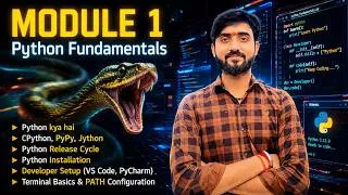 Thumbnail: Python Full Course 2026 | Module 1 | Installation, VS Code, CPython, PyPy, Jython,Version& Terminal