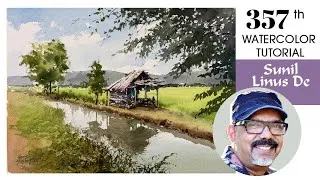 Thumbnail: How to Paint a Serene Rural Landscape | Water Reflection | Watercolor Tutorial #357 | Sunil Linus De