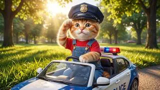 Thumbnail: 👮‍♂️🐱 Ginger Kitten Dreams of Being a Police Officer — Mom Love Makes It Come True 💙🚓