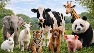 Thumbnail: 40 cute Animals sounds for kids |  Learn Animal Names and Sounds  Cat , Elephant, Lion, Duck .