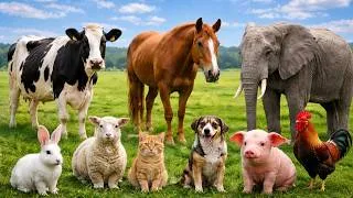 Thumbnail: Learn Animal Sounds for Kids! 🐬🦜🐘🐱🐮🐐🐎🐶🐵🐑🐄🐓🦆🦒🦓🦛🐆| Elephant , Cat, Cow, Dog, Sheep.