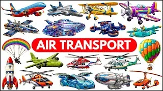 Thumbnail: Air Vehicle Names | Learn 30 Air Transport Names & Sounds for Kids | Airplane, Helicopter & Rocket