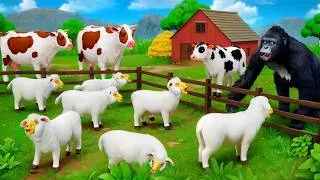 Thumbnail: Gorilla Helps Mother Sheep Find Missing Baby 🦍🐑 Funny Animals Adventure