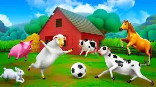Thumbnail: Farm Animals Play Soccer! ⚽ Sheep, Cow, Calf, Horse & Pig Fun Game