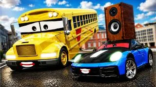Thumbnail: Evil Cars Tease a School Bus 😱 | Blue Police Car Solves the Case 🚓