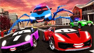 Thumbnail: Robot Spider Police Car, Fire Truck & Ambulance vs Monster Police Cars 😱 | Ultimate Rescue Mission