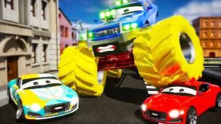 Thumbnail: Monster Car Out of Control 😱 | Police Cars Stop the Chase? 🚓 | Ultimate City Battle