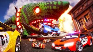 Thumbnail: Monster Shark Truck vs Color Police Cars & Monster Ambulance 😱 | City Rescue Mission 🚓🚑