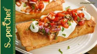 Thumbnail: Easy Chicken Fajita Chimichanga Recipe | Crispy & Cheesy | SuperChef