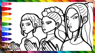 Thumbnail: Draw and Color Rumi, Mira, and Zoey from K-POP Demon Hunters 👩‍🎤✨😈👹🗡️🌈 Drawings for Kids