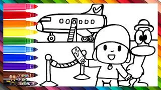Thumbnail: Draw and Color Pocoyo and Pato at an Airport 👶🦆🛫 Drawings for Kids
