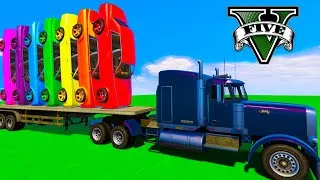 Thumbnail: Stack Color Cars Transportation on Truck w Spiderman - GTA V Mods