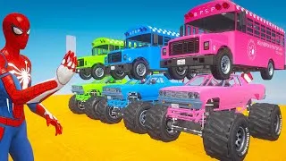 Thumbnail: SPIDERMAN MONSTER TRUCK BUS TRANSPORTATION - GTA V MODS