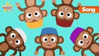 Thumbnail: Five Little Monkeys Jumping on the Bed l Kids Song | Islamic Nursery Rhymes for Kids | Vocals Only
