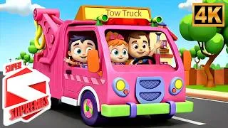 Thumbnail: Wheels On The Tow Truck | Sing Along & Learn! | Super Supremes