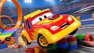 Thumbnail: Super Bulldozer Saves Racing Car 🚗 Vehicles Cartoon for Kids | Super Truck