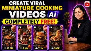 Thumbnail: Create VIRAL AI Miniature Cooking Videos for FREE (step-by-step in Telugu)