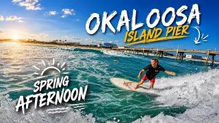 Thumbnail: Surfing Late Spring Afternoon at Okaloosa Island Pier Fort Walton Beach Emerald Coast Florida 