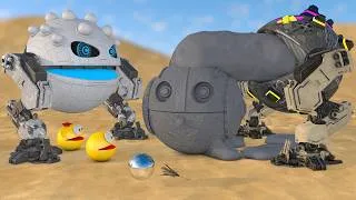 Thumbnail: Pacman & the Concrete Blaster Robot Team | Disco Ball & Feather Duster