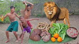 Thumbnail: Survival Skills - See Lion At Jungle Cooking Intestine Eating Show