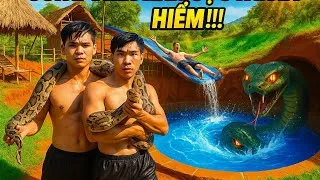 Thumbnail: Building Underground Python House with Water Slide & Secret Pool, Primitive Survival 4K