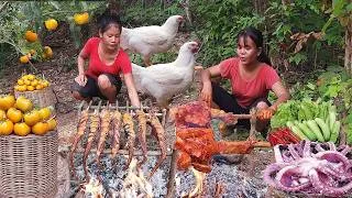Thumbnail: Yummy! Two chicken hot spicy grilled for lunch, Big octopus arm salad cooking for dinner, +5 video