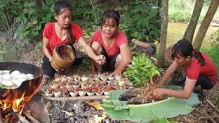 Thumbnail: Skills catch fish, Fish salt chili grilled for jungle food, Baby duck egg cooking with chili sauce