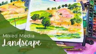 Thumbnail: Capturing the Landscape with Mixed Media - Sketchbook Process with Watercolor, Pencils & Crayons
