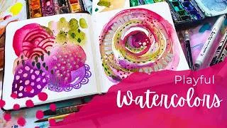 Thumbnail: Filling a new page in my abstract Watercolor Play Journal - Limited Colour Palette & Mark Making