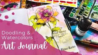 Thumbnail: Simple and Relaxing Flower Doodle meets Watercolor - fill your Art Journal