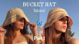 Thumbnail: Crochet Bucket Hat tutorial PART 1 🦋🌞 How to crochet bucket hat 🌸 Crochet panama hat
